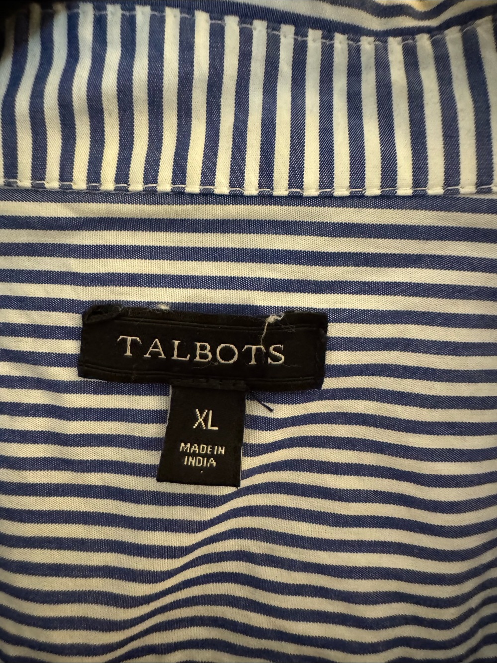 Talbots Blue and White Striped Embroidered Button-Down Shirt - Picture 3 of 4